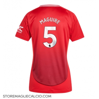 Manchester United Harry Maguire #5 Maglia Gara Casa Repliche 2024-25 Donna Maniche Corte